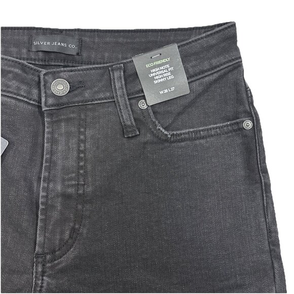 Silver Jeans Co High Note Skinny Jeans Women W28 L27 Black High Rise - Picture 6 of 11